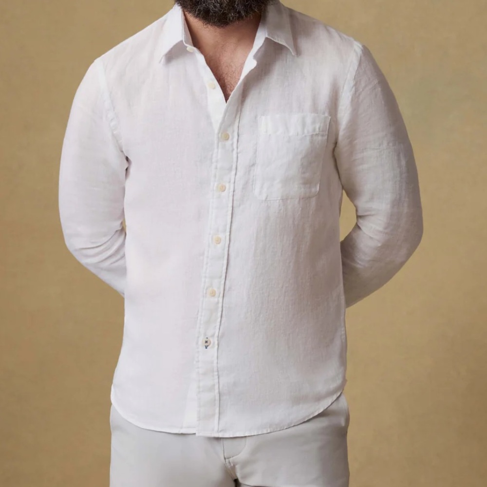 Faherty Laguna Linen Shirt White LARGE NWT